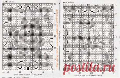 Блог &quot;tgkh&quot;. Вязаная крючком скатерть из квадратов РОЗЫ И БУТОНЫ (прямоугольная или квадратная, филейное вязание), Блог пользователя tgkh