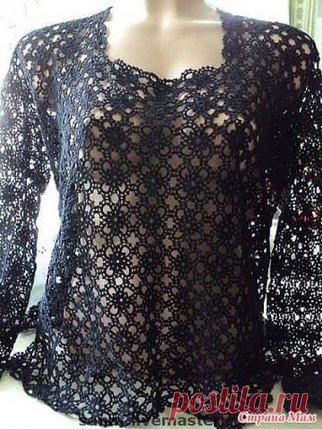 Черная ажурная кофта - Жакет.Полувер.Свитер