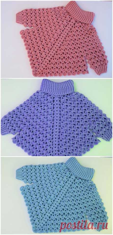 Crochet Turtleneck Poncho With Sleeves - Crochet Ideas