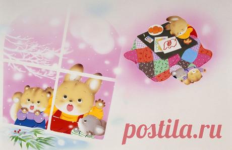 И кролик Посмотреть животное иллюстраций снег, кролик дремал в котацу