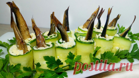 Роллы из огурцов со шпротами - праздничная закуска