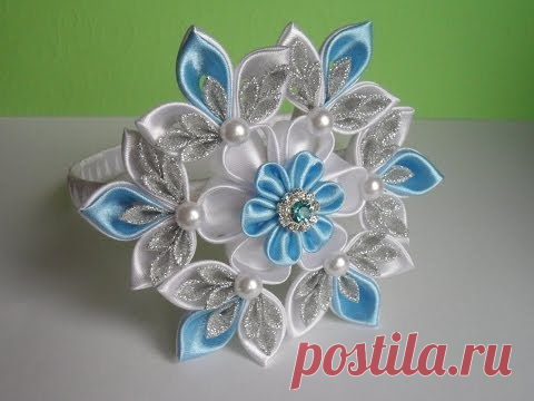 Новогодняя Снежинка . Ободок для волос Канзаши / Christmas Snowflake . Headband Hair Kanzashi
