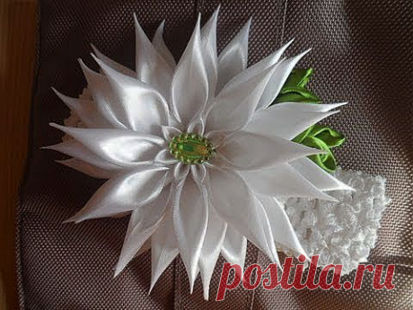 Праздничная Астра . Повязочка для волос Канзаши / aster flowers kanzashi - YouTube