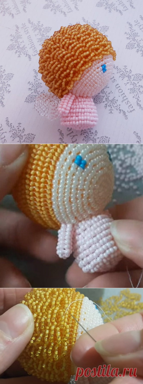 Angel beading pattern pdf tutorial diy doll keychain video | Etsy