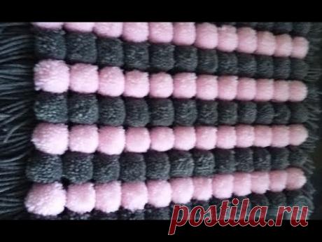 Pom pom baby blanket NEW tutorial, pom pom coloured lines