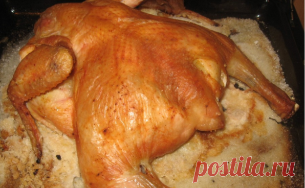 Курица на соли, запеченная в духовке