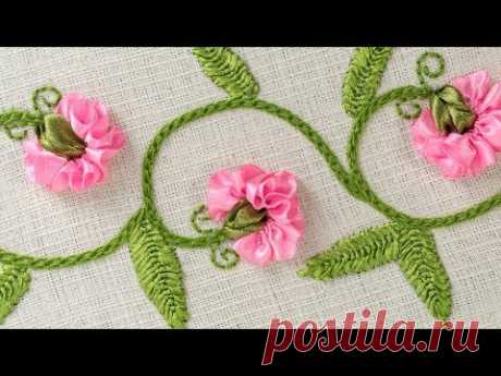 DIY Flowers on Clothes, Stitching Ideas with Ribbons by Hand