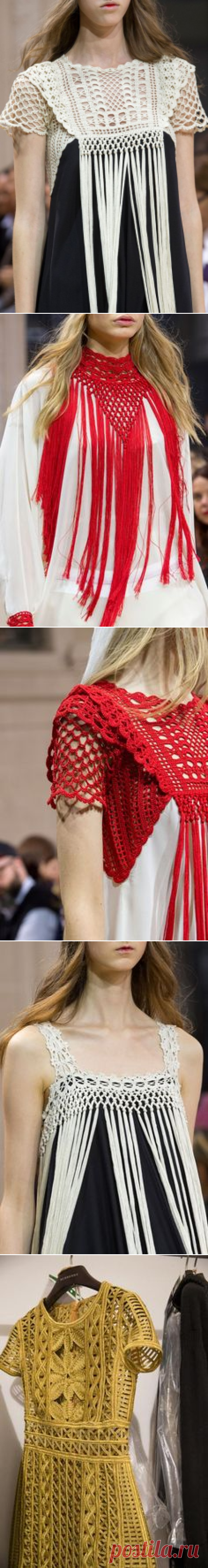Veronique Branquinho at Paris Fashion Week Spring 2016 - (Details) Crochet Yoke | blusas croche.Только идеи.