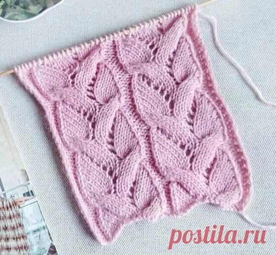 Узор спицами из ажурных кос: не то косы не то листики