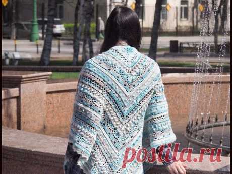 Простая красивая шаль крючком. Подробный МК. Шаль Фрея ЧАСТЬ 2