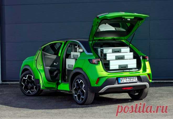 Электрический хэтчбек Opel Mokka превратился в двухместный коммерческий автомобиль с выдвижными модулями