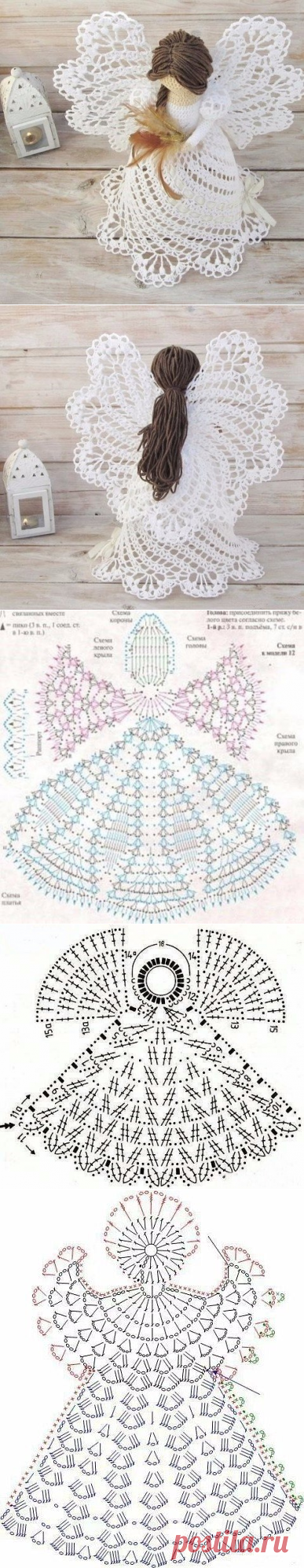 Ажурные рождественские ангелочки схемы. Схемы ажурных ангелов крючком |