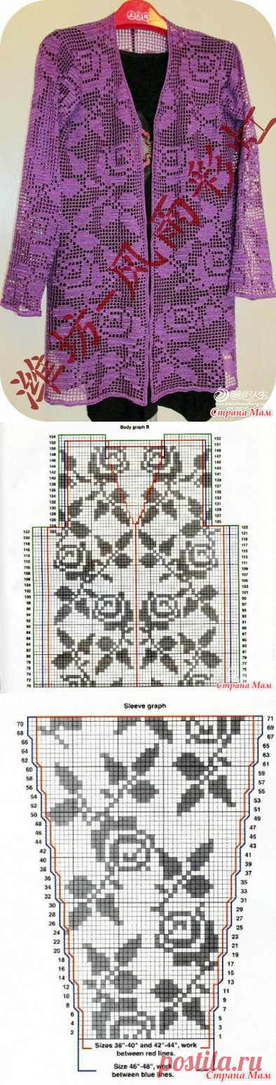 Ажурный кардиган филейным вязанием - ВЯЗАНАЯ МОДА+ ДЛЯ НЕМОДЕЛЬНЫХ ДАМ - Страна Мам