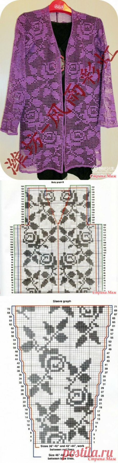Ажурный кардиган филейным вязанием - ВЯЗАНАЯ МОДА+ ДЛЯ НЕМОДЕЛЬНЫХ ДАМ - Страна Мам