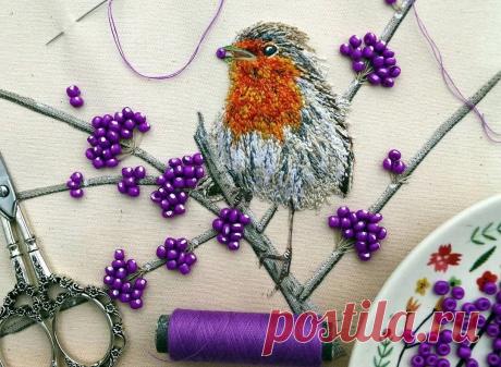 Объёмные вышивки, воспевающие красоту дикой природы: рукодельный instagram недели — Мастер-классы на BurdaStyle.ru