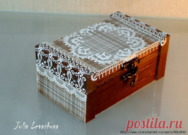Шкатулочка - крохапулечка (декупаж+точка) от Юленьки Левашовой.