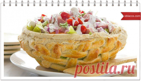 Плетёная пасхальная корзинка из теста