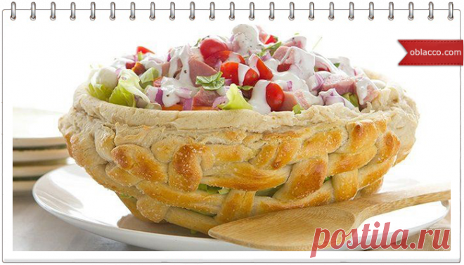 Плетёная пасхальная корзинка из теста