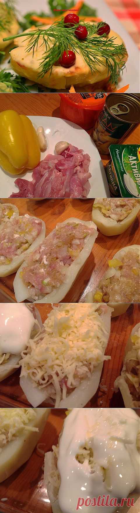 Картофель, фаршированный курицей с овощами. | Давай поговорим