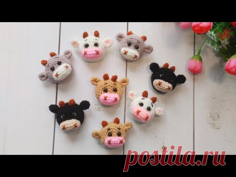 Магнит Коровка . Как связать брошь Бурёнка . Amigurumi bull .Часть 1