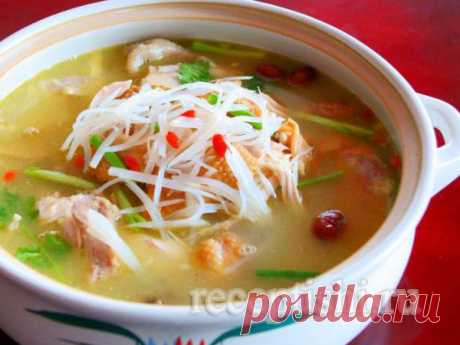 Куриный суп с рисовой лапшой | Рецептыши.ру