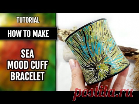Free TUTORIAL. How to make Sea Mood Bracelet Cuff from polymer clay! Jewelry Making!
