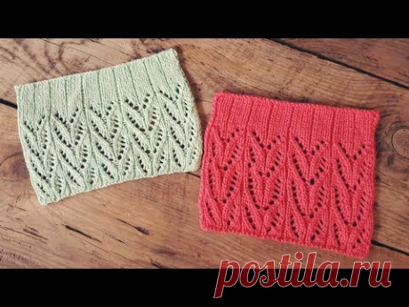 Узор Ажурный колосок спицами. МК. Обзор пряжи Scheepjes BLOOM.