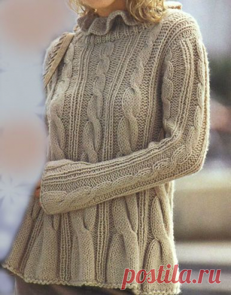 Hand Knit Sweater with Cables Made from soft alpaca Yarn