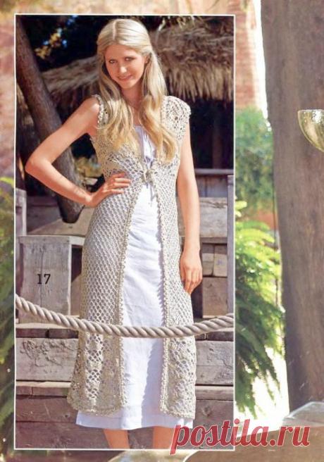 30 схем жилетов для вязания крючком, с описанием и видео уроками