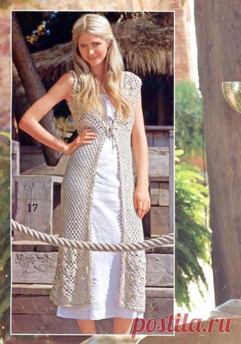 30 схем жилетов для вязания крючком, с описанием и видео уроками