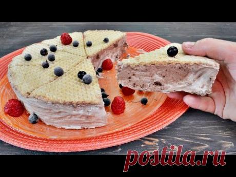 Вафельное мороженое Мраморное со сливками и бананом (очень сытное)