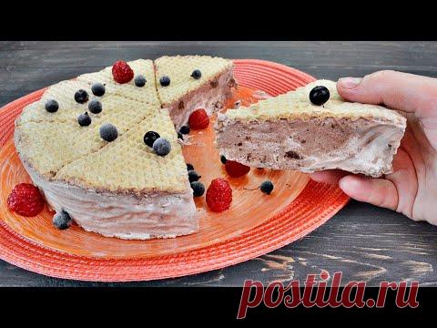 Вафельное мороженое Мраморное со сливками и бананом (очень сытное)