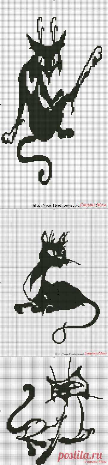 Монохромные кошки - Схемы для вышивки - Страна Мам