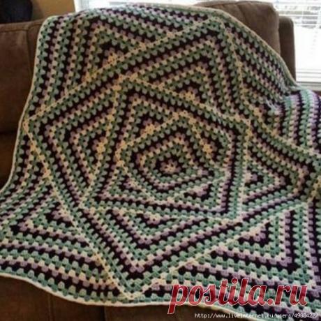 БАБУШКИН КВАДРАТ В КВАДРАТЕ - КРАСИВЫЙ ПЛЕД. МК В ФОТО + ВИДЕО.