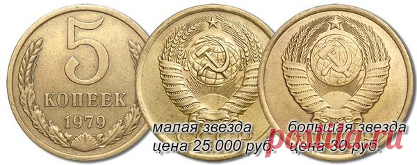 5 копеек 1979 года ценой в 25.000 руб. | Монеты России | Яндекс Дзен