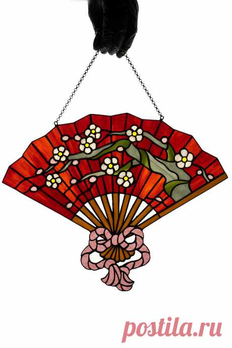 Stain glass Fan Hanging glass Succulent decor Modern stained glass Chr Stained glass piece made in a single copy according to my own design.Made from glass pieces using the Tiffany copper foil technique. Number of glass pieces 200.You will get it completely ready for installation. It comes with a self-adhesive hook and chain.It will be a great gift for friends or relatives. Width: 14 inch