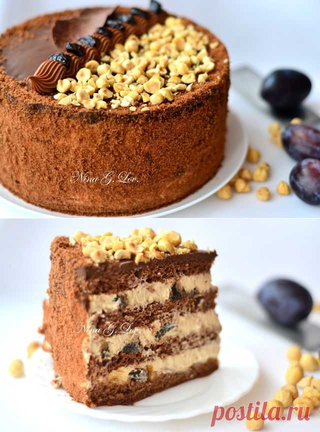 With love, taste and beauty... : Шоколадный торт с "пьяным" черносливом и карамельно-сливочным кремом