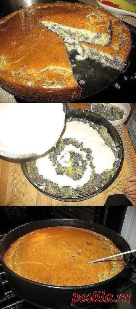 Заливной пирог с капустой и мясом
