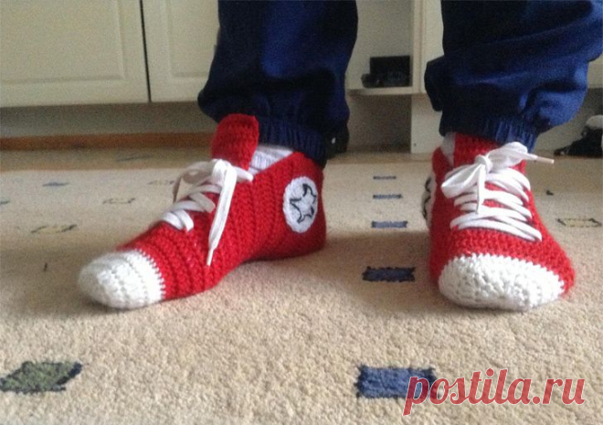 НОСКИ-КЕДЫ How to Make Crochet Converse Slippers - Crochet - Handimania