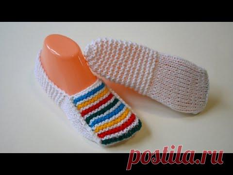 Женские мокасины спицами, вяжем легко и красиво