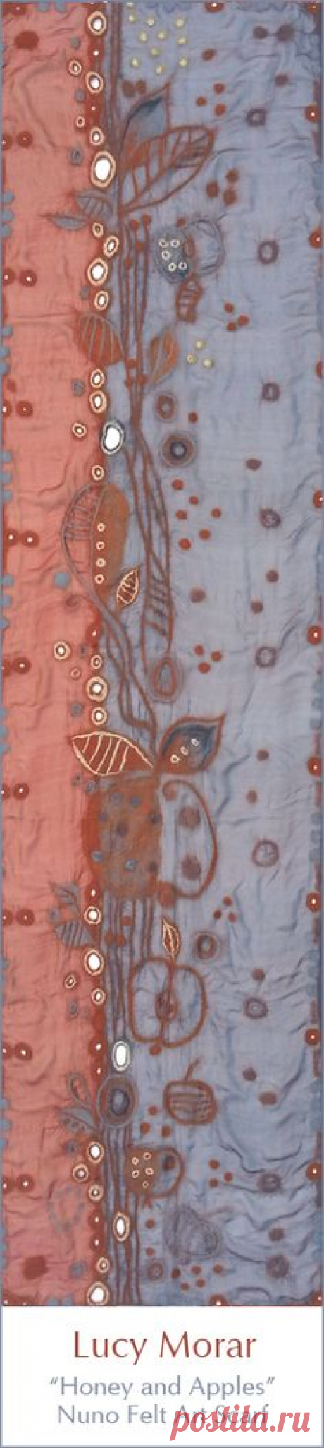“Honey and Apples” Nuno Felt Art Scarf by Lucy Morar  www.only-lu.com