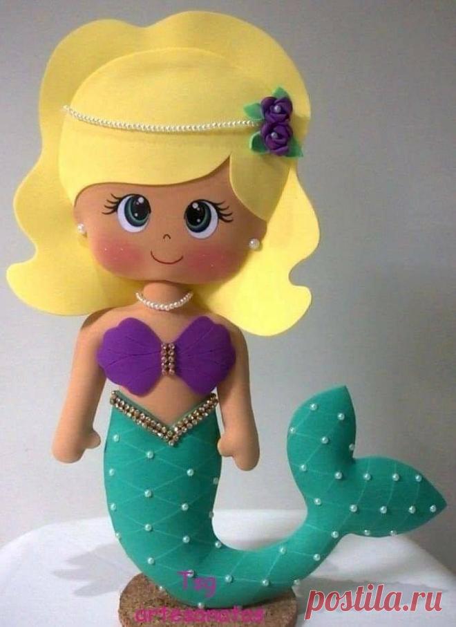 Sereia em feltro com moldes para Impressão - Criativo Ok