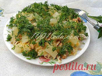 Рецепт салата «Нежность» с курицей и грецким орехом - Салат с ананасами . 1001 ЕДА вкусные рецепты с фото!