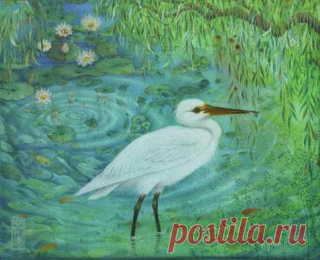 Bird Fishing by Lynn Bywaters Bird Fishing Painting by Lynn Bywaters