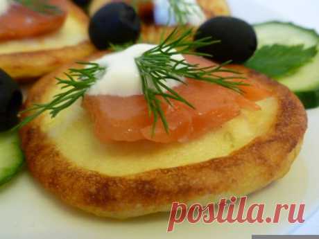 Картофельные блинчики с рыбой Кулинарный рецепт