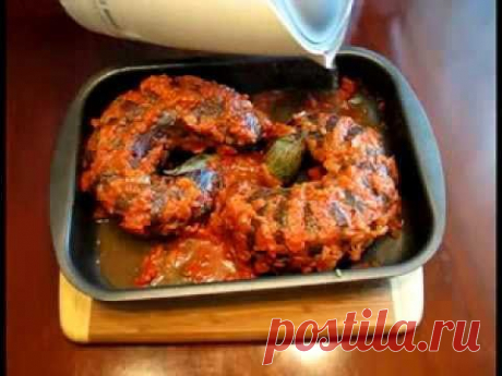 Баклажан - гармошка с мясом - YouTube