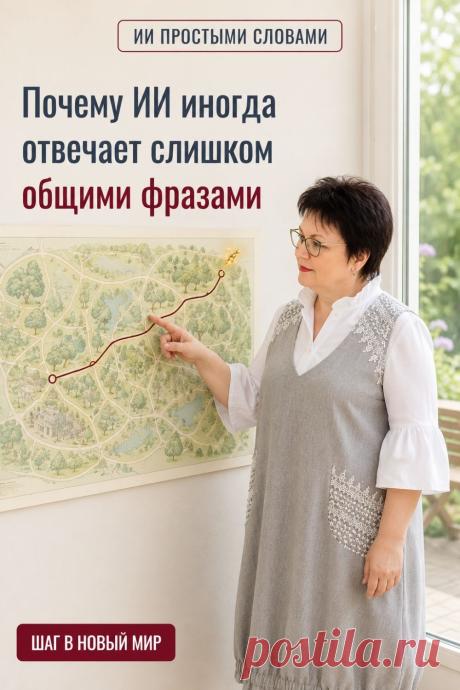 Иногда ИИ отвечает слишком общими фразами, потому что ему может не хватать информации о вашей задаче. Не спешите начинать заново. Продолжите диалог: добавьте важную деталь или точнее объясните, какой результат хотите получить. Например, вместо «Расскажи о правильном питании» уточните: «Предложи простые идеи для завтрака, которые можно приготовить за 15 минут». Это поможет ИИ лучше понять задачу. Сохраните пин, чтобы вернуться к подсказке, когда ответ ИИ снова окажется слишком общим.