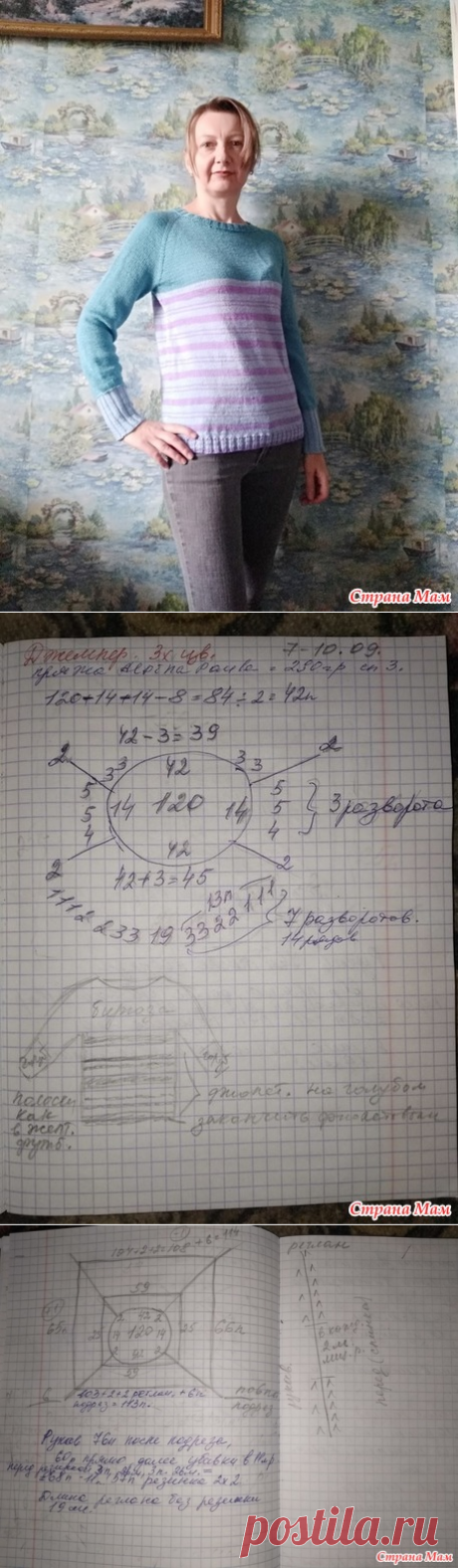 Джемпер "Весенний", реглан спицами. (перевяз) - Вязание - Страна Мам