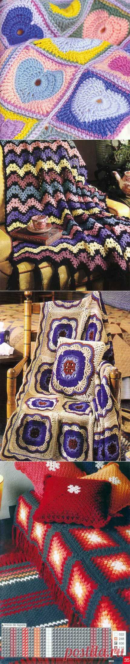 Пледы крючком. Подборка со схемами.