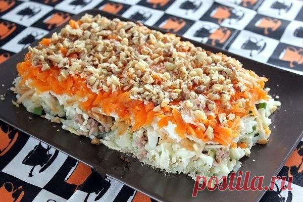 Салат с печенью трески